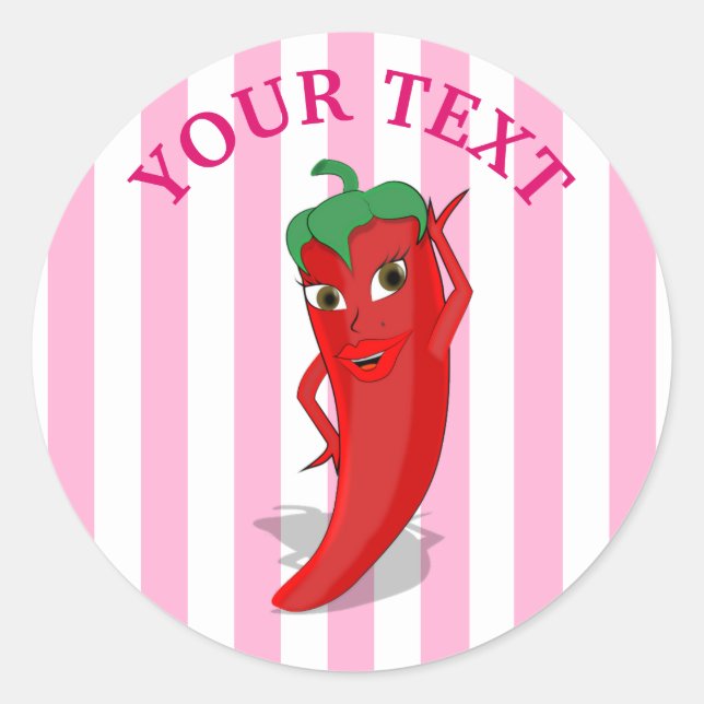 Adesivo Redondo Chá de Noiva Pink Fiesta Com Diva Pimenta Vermelha (Frente)