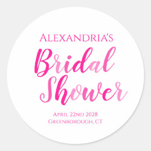 Adesivo Redondo Chá de Noiva Rosa Choque Festa Moderna