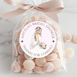 Adesivo Redondo Chá de Noiva Rosa Ternura para Noiva