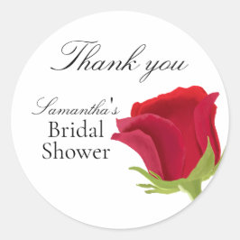 Adesivo Redondo Chá de Noiva Rosa Vermelha Elegante