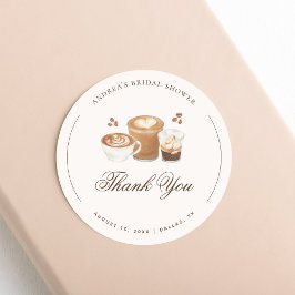 Adesivo Redondo Chá de Noiva Tema Café Obrigado