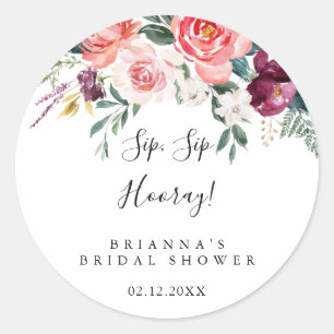 Adesivo Redondo Chá de Noiva Tropical Colorido Sip Sip Hurray