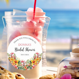 Adesivo Redondo Chá de Noiva Tropical Luau Havaiano