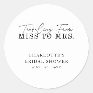 Adesivo Redondo Chá de Noiva: Viagem de Miss para Mrs.