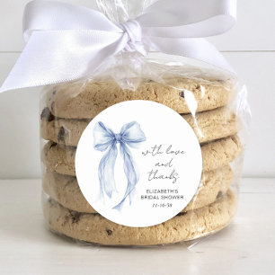 Adesivo Redondo Chá de panela Arco Coquette Azul Obrigado