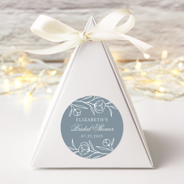 Adesivo Redondo Chá de panela Azul Floral Dusty com Esquema (Criador carregado)