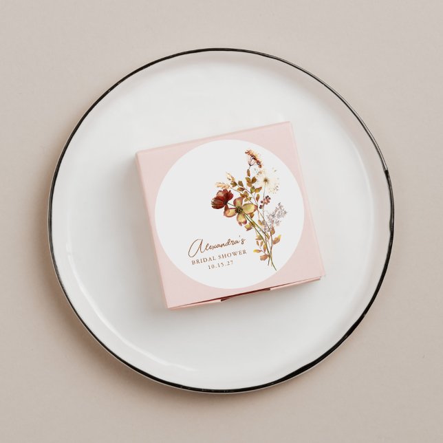 Adesivo Redondo Chá de panela Botânico Terrestre Russo Boho (Criador carregado)