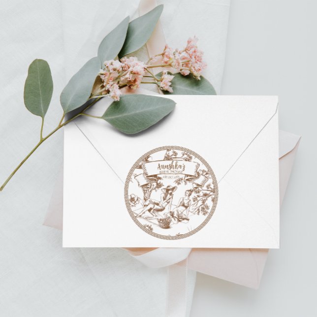 Adesivo Redondo Chá de panela Branca de Toile de Jouy (Criador carregado)