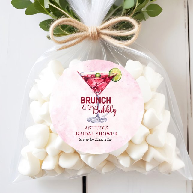 Adesivo Redondo Chá de panela Brunch e Bubbles (Criador carregado)