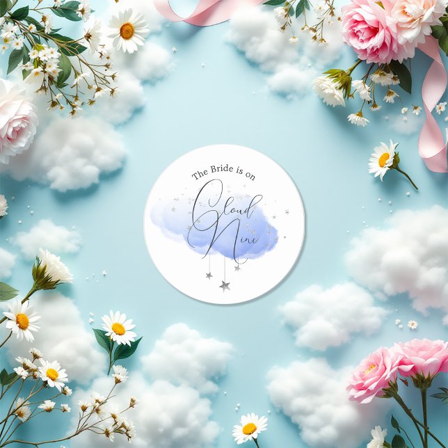 Adesivo Redondo Chá de panela Cloud 9 (Cloud 9 Bridal Shower Classic Round Sticker)