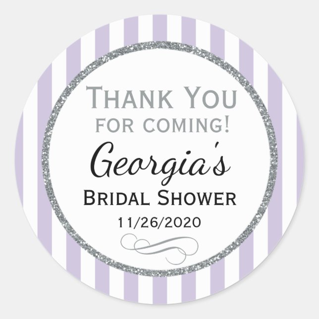 Adesivo Redondo Chá de panela Da Cinza Lilac Obrigado Cinzas. (Frente)