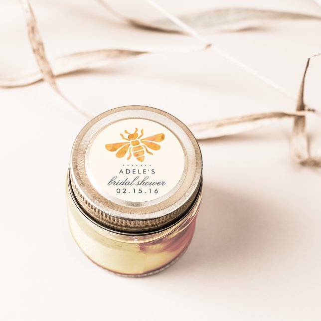 Adesivo Redondo Chá de panela de Aquarela de Abelhas de ouro (Criador carregado)