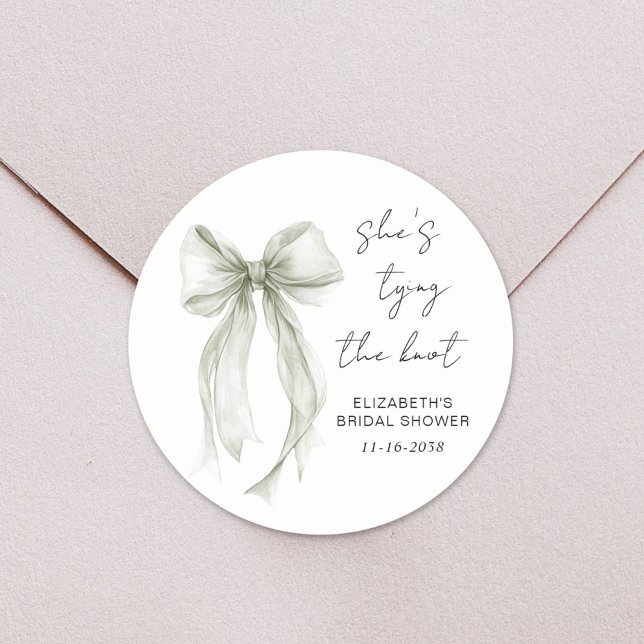 Adesivo Redondo Chá de panela de Aquarela do Arco Verde Chic Sage (Criador carregado)