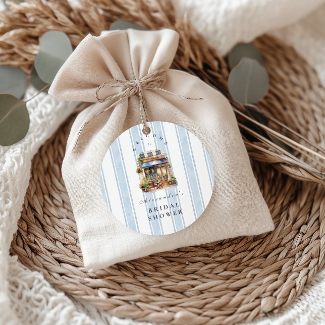 Adesivo Redondo Chá de panela de Café Francês Azul (Criador carregado)