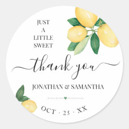 Adesivo Redondo Chá de panela De Casamento Com Lemons Obrigado