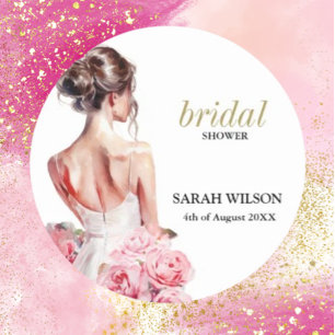 Adesivo Redondo Chá de panela de Casamento Incrível em um Orçament