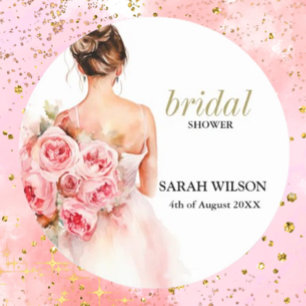 Adesivo Redondo Chá de panela de Casamento Mínimo Exquisito