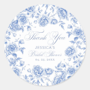 Adesivo Redondo Chá de panela de Chinoiserie Azul Elegante