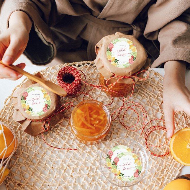 Adesivo Redondo Chá de panela De Citros Tropicais Obrigado (Criador carregado)