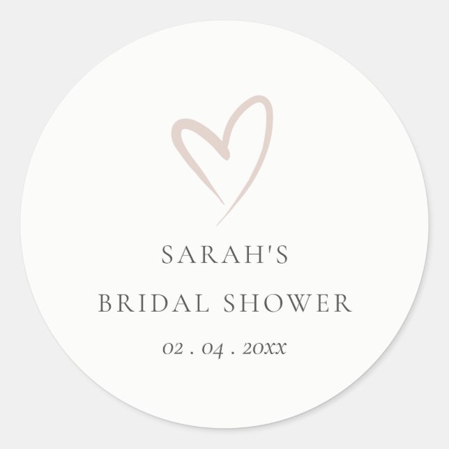 Adesivo Redondo Chá de panela de Coração Rosa Simples, Blush Mínim (Frente)