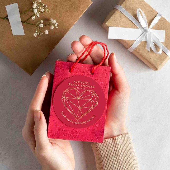 Adesivo Redondo Chá de panela de Dia de os namorados cardíaco geom (Criador carregado)