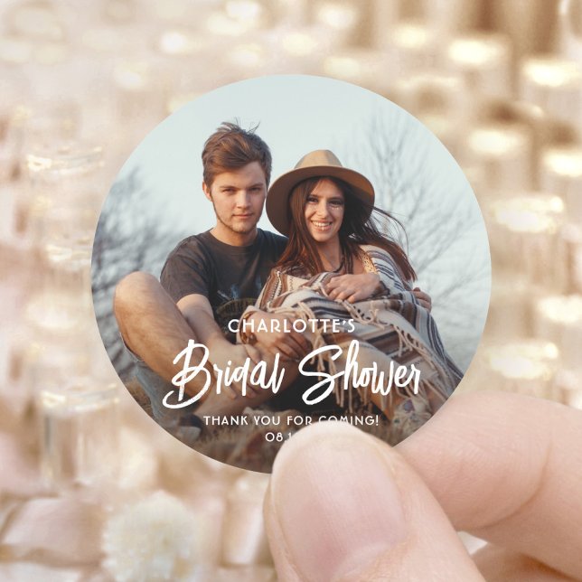 Adesivo Redondo Chá de panela de Fotografias e Script Moderno da C (Criador carregado)