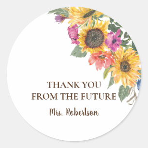 Adesivo Redondo Chá de panela de Girassol de Cores D'Água Obriga