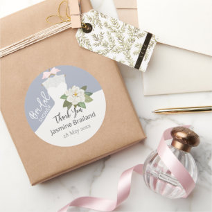 Adesivo Redondo Chá de panela de Gown de Casamento da Gardenia Bri