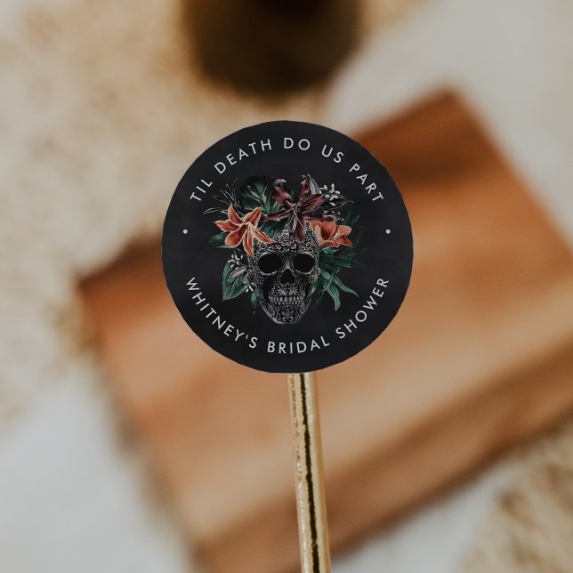 Adesivo Redondo Chá de panela de Halloween Tropical Floral (Criador carregado)