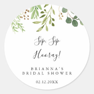 Adesivo Redondo Chá de panela de Hooray de Sip Sip Simples Eucalyp