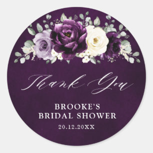 Adesivo Redondo Chá de panela de marfim de ameixa roxa