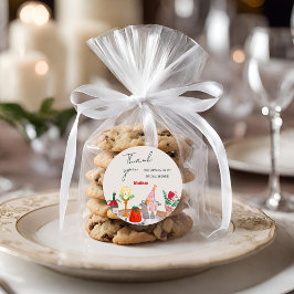 Adesivo Redondo Chá de panela de Natal Desenhado à Mão Obrigado