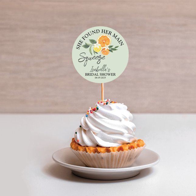 Adesivo Redondo Chá de Panela de Noiva com Vegetação Dela Encontro (She Found Her Main Squeeze)