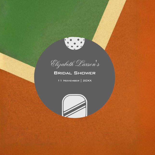 Adesivo Redondo Chá de Panela de Noiva para Amantes de Pickleball  (Criador carregado)
