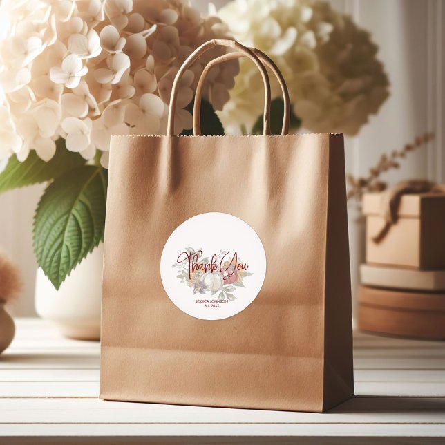 Adesivo Redondo Chá de panela de outono de Casamento Obrigado (Criador carregado)