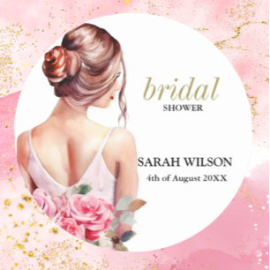 Adesivo Redondo Chá de panela de Palhaço de Casamento Moderno em W