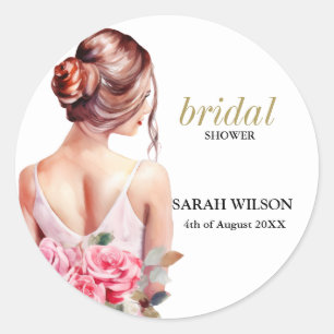 Adesivo Redondo Chá de panela de Palhaço de Casamento Moderno em W