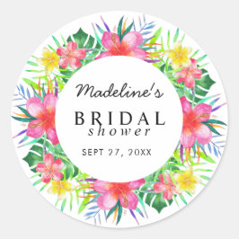 Adesivo Redondo Chá de panela de Paraíso Tropical Floral