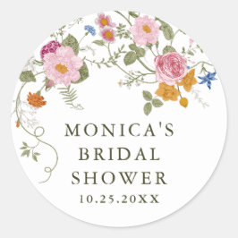 Adesivo Redondo Chá de panela de Pastel Pink Boho Selvagens