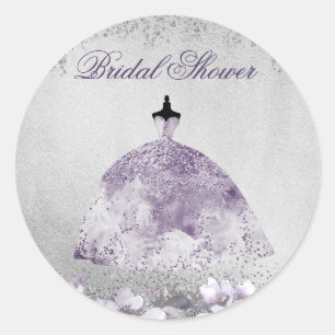 Adesivo Redondo Chá de panela de prata roxo do vestido da faísca