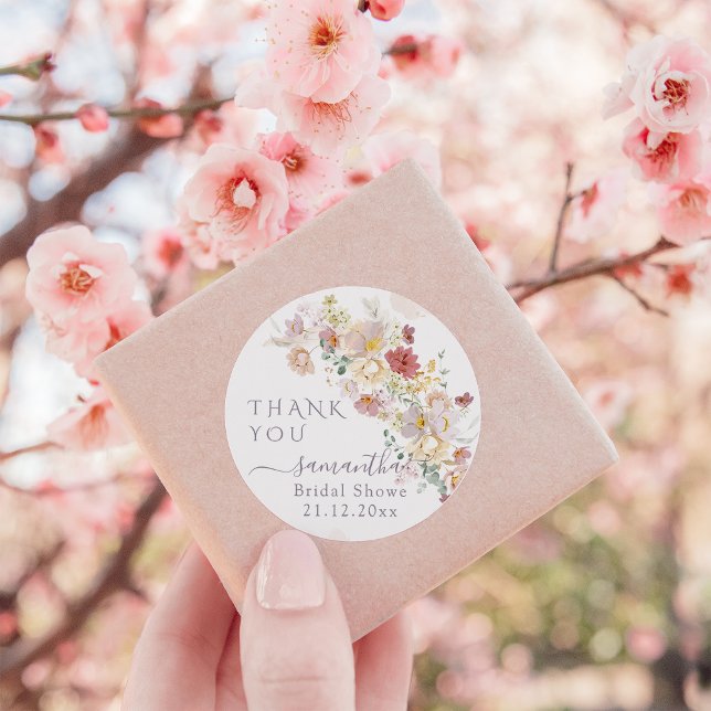 Adesivo Redondo Chá de panela de Primavera de flor selvagem (Criador carregado)