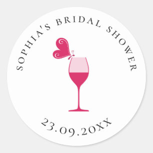 Adesivo Redondo Chá de panela de Provando de vinho Rosa da borbol