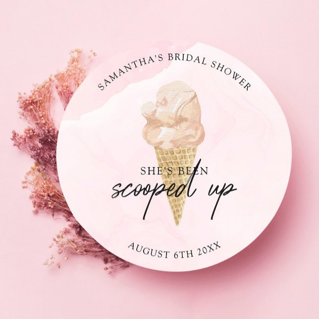 Adesivo Redondo Chá de panela de Sorvete de Aquarela Moderna Chic (Criador carregado)