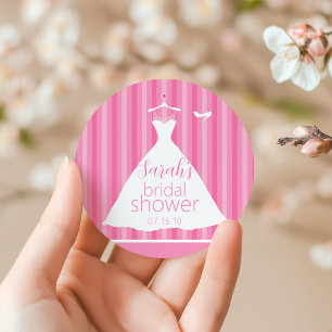 Adesivo Redondo Chá de panela De Vestido De Casamento Rosa Elegant