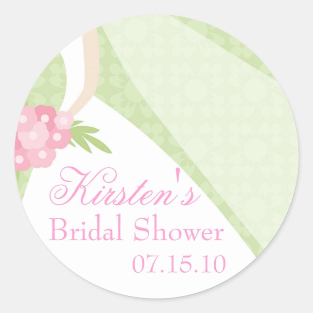 Adesivo Redondo Chá de panela de vestidos verdes (Frente)