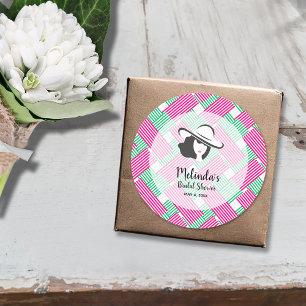 Adesivo Redondo Chá de panela Derby de Strips Verdes e Rosa Quent