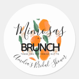 Adesivo Redondo Chá de panela Desenhado Mimosa Brunch