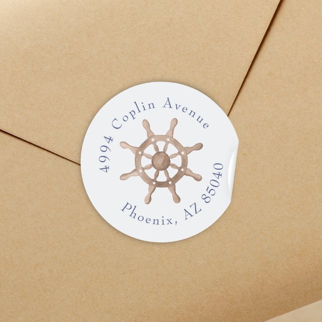 Adesivo Redondo Chá de panela do mar costeiro azul (Criador carregado)