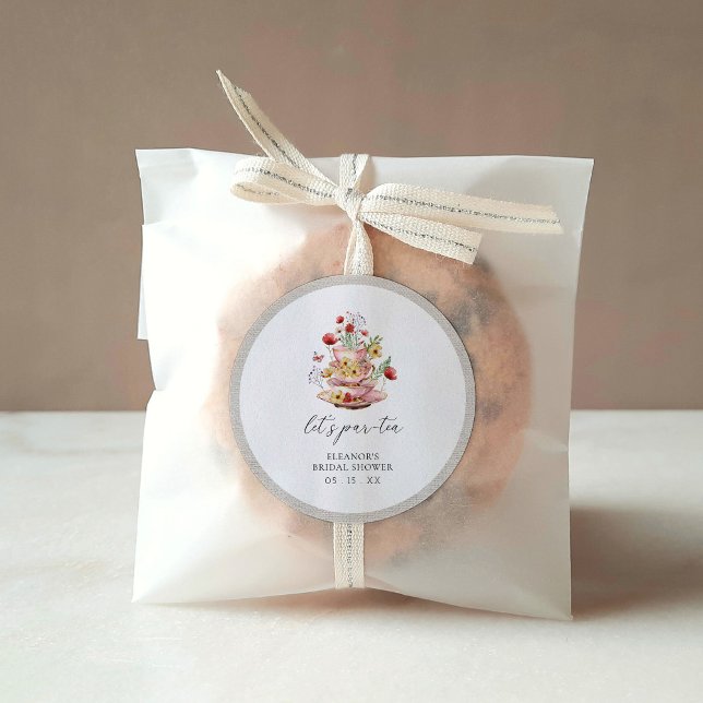 Adesivo Redondo Chá de panela do Partido do Chá de Wildflower (Criador carregado)