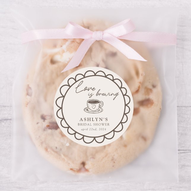 Adesivo Redondo Chá de panela do Tema do Café Desenhado à Mão (Criador carregado)